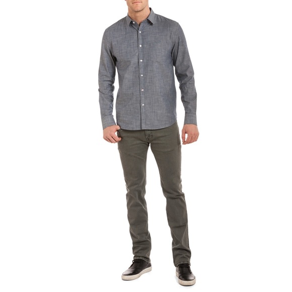 $98 Slate Denim & Co. Dylan Blue Chambray button down shirt M - Picture 3 of 8